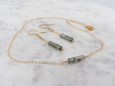 Moss Agate Necklace and Earring Set - image2